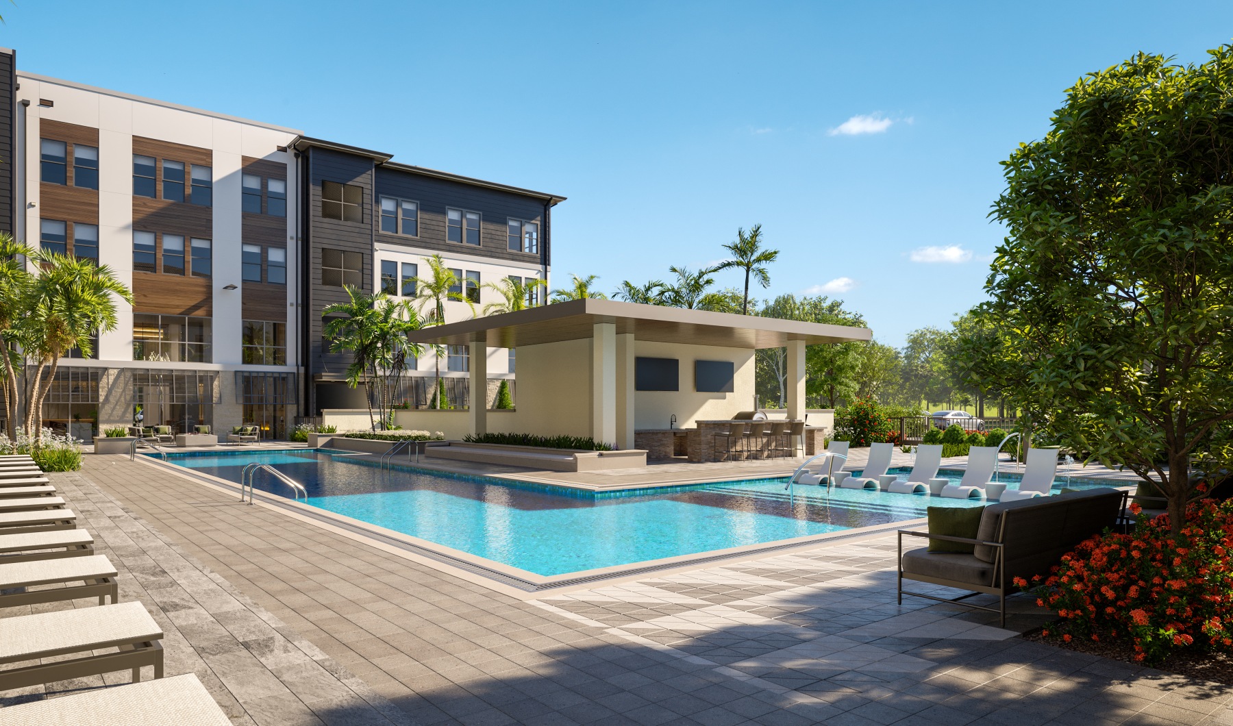 Resort-style swimming pool