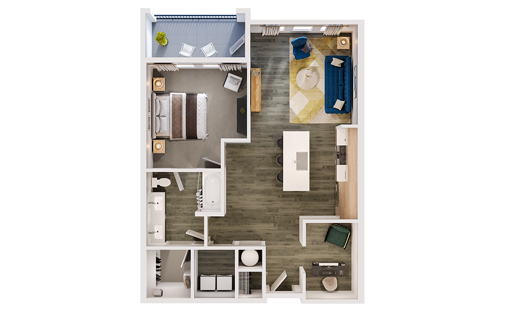 A5D - 1 bedroom floorplan layout with 1 bathroom and 939 square feet (3D) A5D - 1 bedroom floorplan layout with 1 bathroom and 939 square feet (3D)