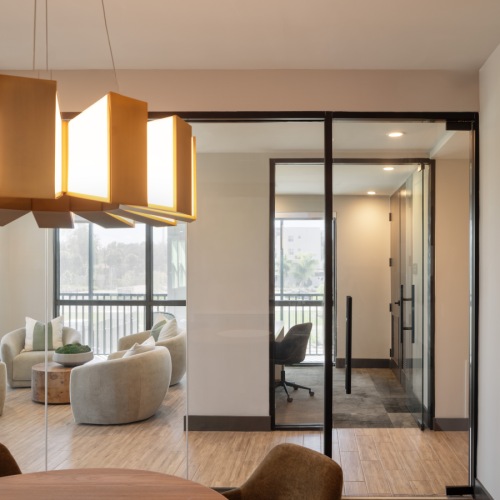 several area to sit and work including closed off room and access to outdoor seating