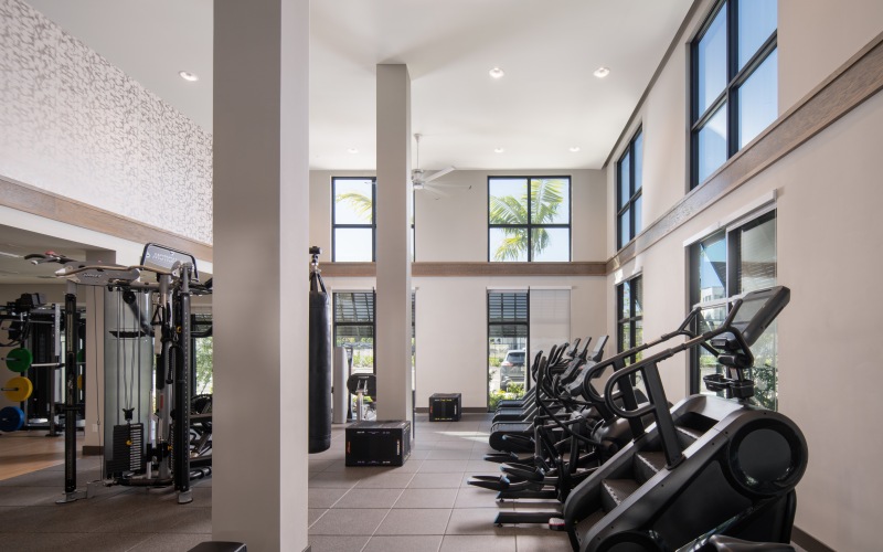 a gym with exercise equipment